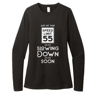 55th Birthday Idea Speed Limit Sign 55 mph Funny Driving Womens CVC Long Sleeve Shirt