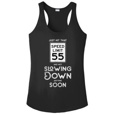 55th Birthday Idea Speed Limit Sign 55 mph Funny Driving Ladies PosiCharge Competitor Racerback Tank