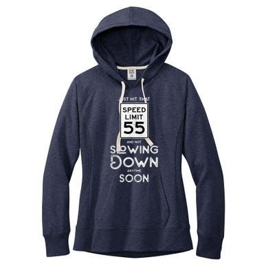 55th Birthday Idea Speed Limit Sign 55 mph Funny Driving Women's Fleece Hoodie