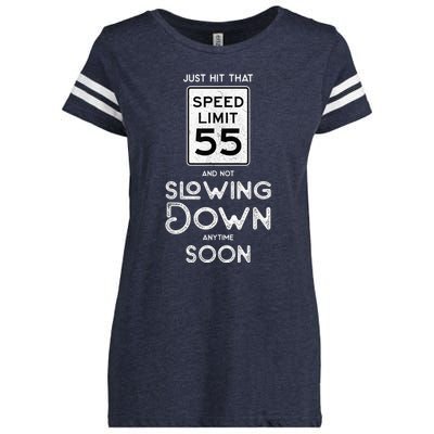 55th Birthday Idea Speed Limit Sign 55 mph Funny Driving Enza Ladies Jersey Football T-Shirt