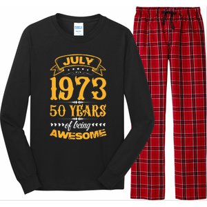 50th Birthday July 1973 50 Years Of Being Awesome Long Sleeve Pajama Set