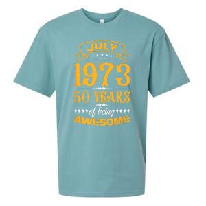 50th Birthday July 1973 50 Years Of Being Awesome Sueded Cloud Jersey T-Shirt