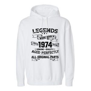 50th Birthday Legends Were Born In 1974 Garment-Dyed Fleece Hoodie