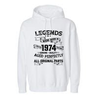 50th Birthday Legends Were Born In 1974 Garment-Dyed Fleece Hoodie