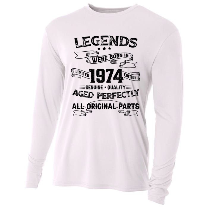 50th Birthday Legends Were Born In 1974 Cooling Performance Long Sleeve Crew