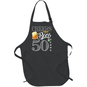 50th Birthday Long Sleeve 50 Cheers Beers Bday Full-Length Apron With Pockets