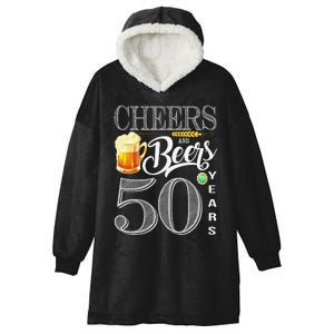 50th Birthday Long Sleeve 50 Cheers Beers Bday Hooded Wearable Blanket