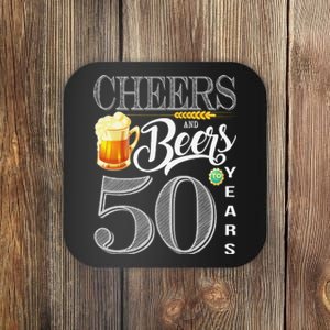 50th Birthday Long Sleeve 50 Cheers Beers Bday Coaster