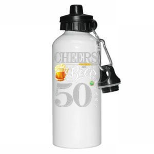 50th Birthday Long Sleeve 50 Cheers Beers Bday Aluminum Water Bottle