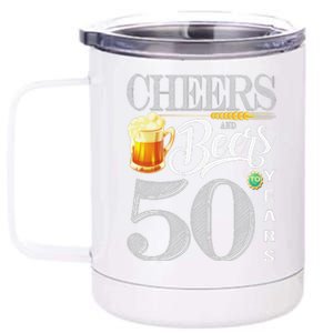 50th Birthday Long Sleeve 50 Cheers Beers Bday 12 oz Stainless Steel Tumbler Cup