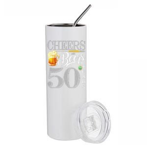 50th Birthday Long Sleeve 50 Cheers Beers Bday Stainless Steel Tumbler