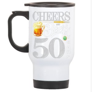 50th Birthday Long Sleeve 50 Cheers Beers Bday Stainless Steel Travel Mug