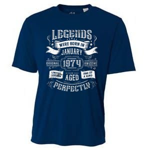 50th Birthday Legends Were Born In January 1974 Cooling Performance Crew T-Shirt