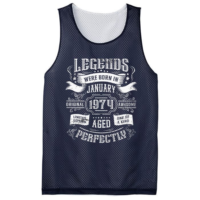 50th Birthday Legends Were Born In January 1974 Mesh Reversible Basketball Jersey Tank