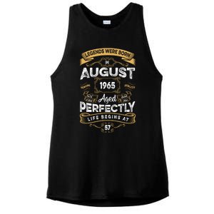 57th Birthday Legends Were Born In August 1965 Gift Ladies PosiCharge Tri-Blend Wicking Tank