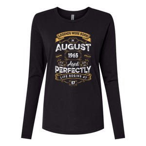 57th Birthday Legends Were Born In August 1965 Gift Womens Cotton Relaxed Long Sleeve T-Shirt