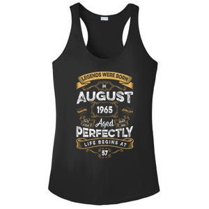 57th Birthday Legends Were Born In August 1965 Gift Ladies PosiCharge Competitor Racerback Tank