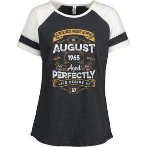 57th Birthday Legends Were Born In August 1965 Gift Enza Ladies Jersey Colorblock Tee