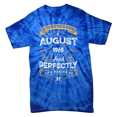 57th Birthday Legends Were Born In August 1965 Gift Tie-Dye T-Shirt