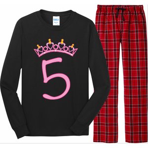 5th BIRTHDAY LITTLE PRINCESS CROWN & NUMBER 5 Long Sleeve Pajama Set