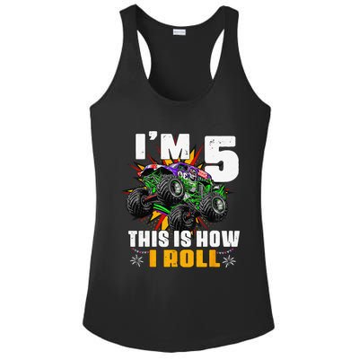 5th Birthday Monster Truck Rule JAM Five Years Ladies PosiCharge Competitor Racerback Tank