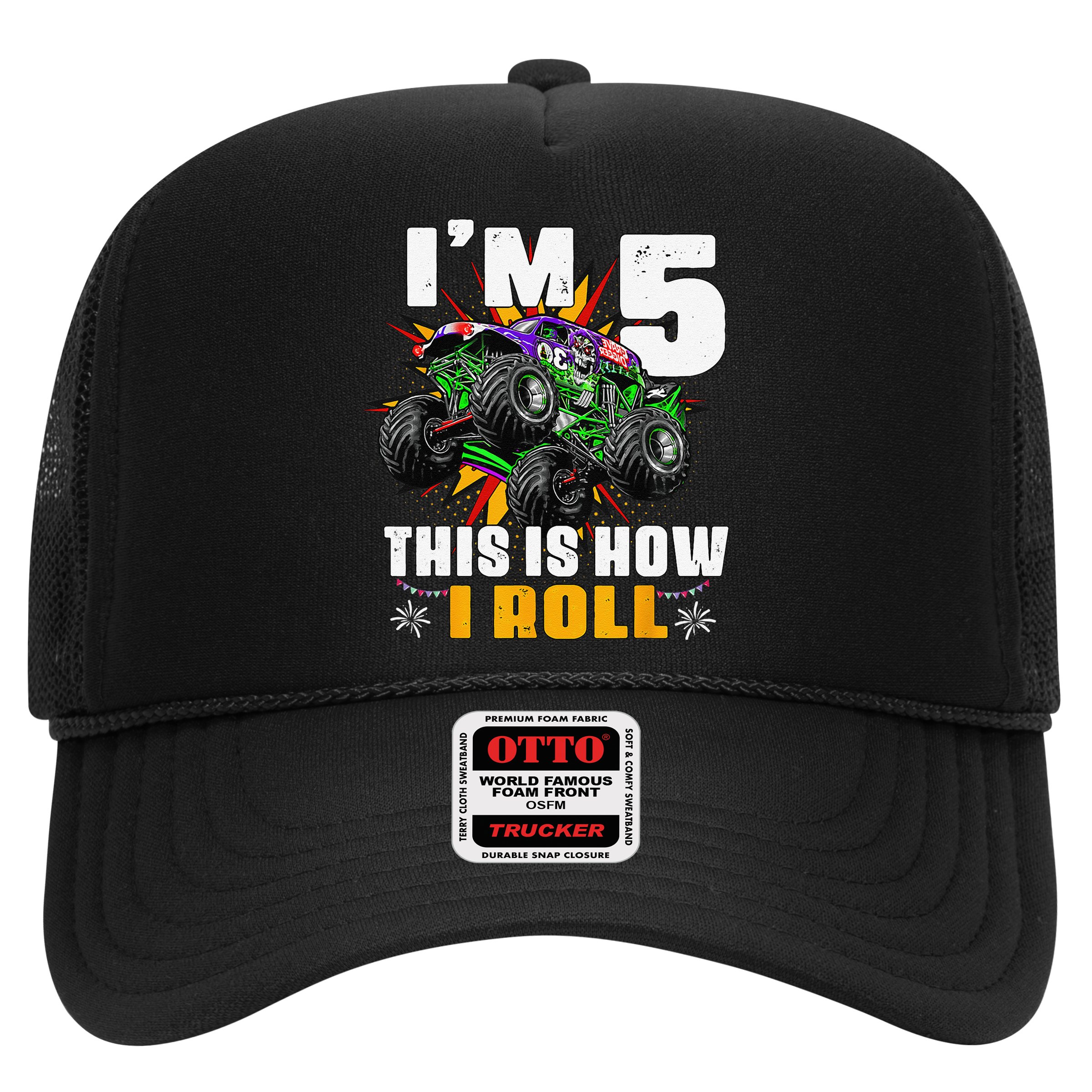 5th Birthday Monster Truck Rule JAM Five Years Hat