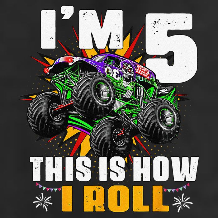 5th Birthday Monster Truck Rule JAM Five Years Hat