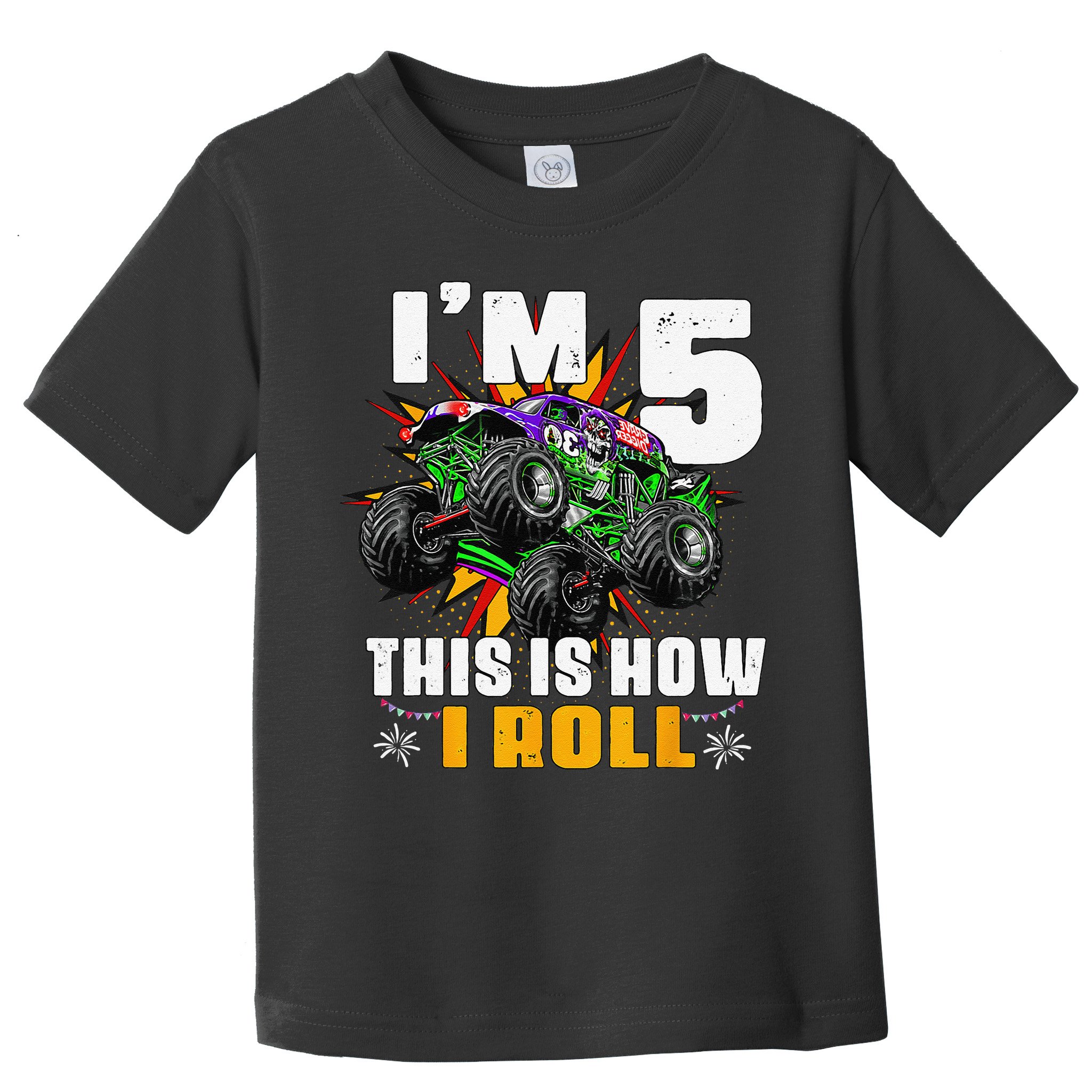 5th Birthday Monster Truck Rule JAM Five Years Toddler T-Shirt