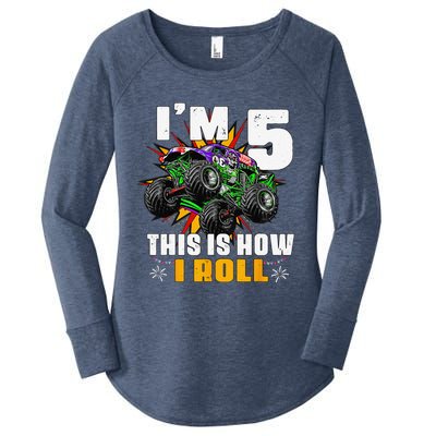 5th Birthday Monster Truck Rule JAM Five Years Women's Perfect Tri Tunic Long Sleeve Shirt