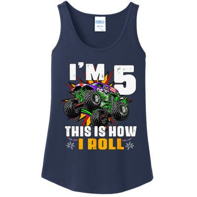 5th Birthday Monster Truck Rule JAM Five Years Ladies Essential Tank