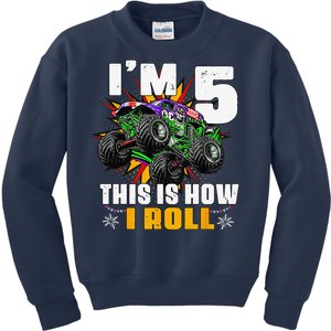 5th Birthday Monster Truck Rule JAM Five Years Kids Sweatshirt