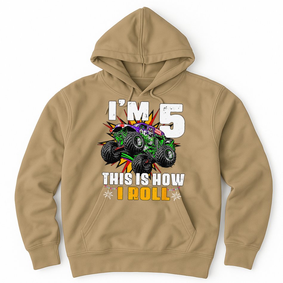 5th Birthday Monster Truck Rule JAM Five Years Hoodie