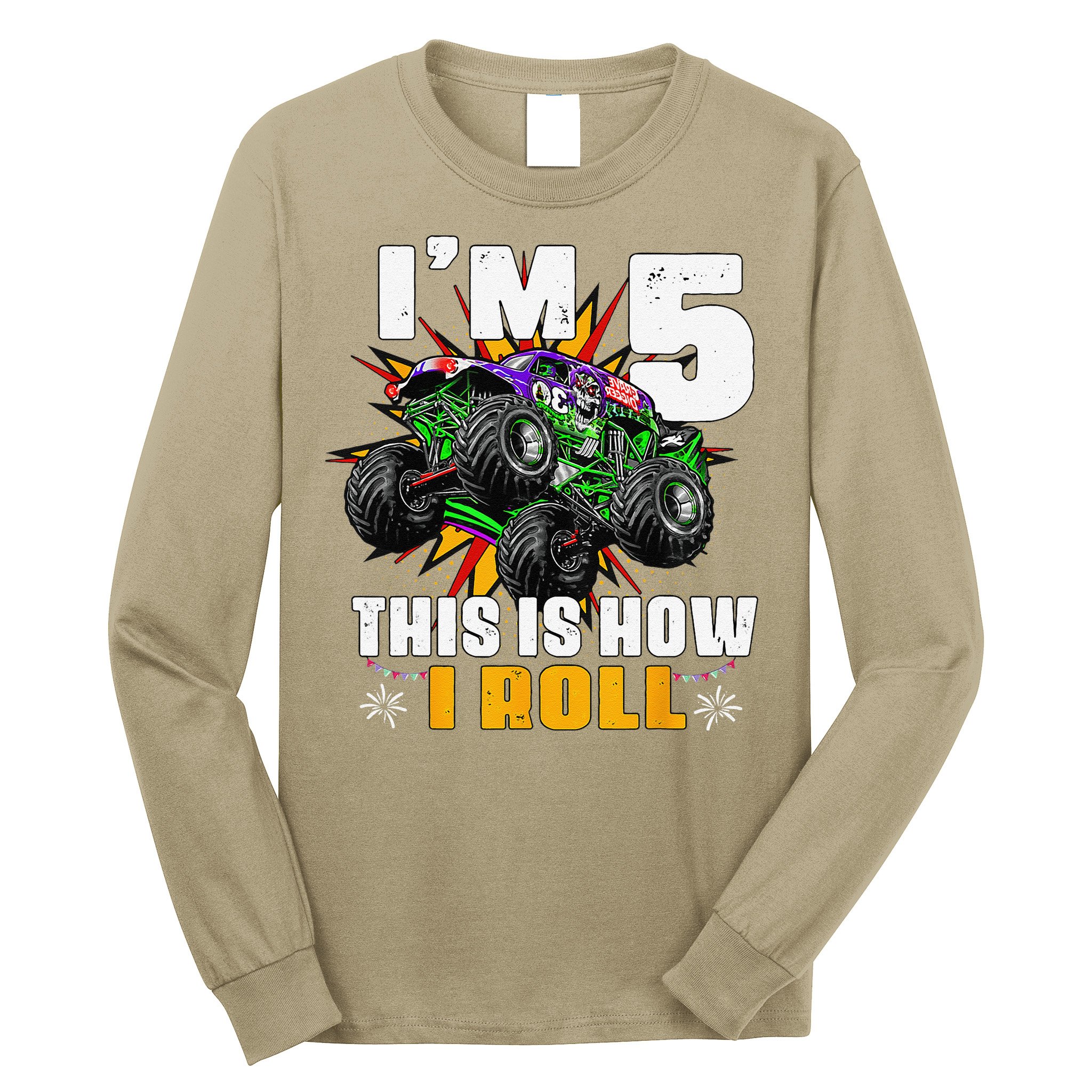 5th Birthday Monster Truck Rule JAM Five Years Long Sleeve Shirt