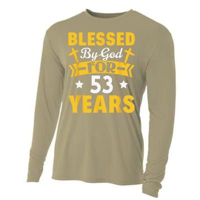 53rd Birthday Man Woman Blessed By God For 53 Years Cooling Performance Long Sleeve Crew