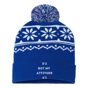 5'2 But My Attitude 6'1 Cute Gift USA-Made Snowflake Beanie