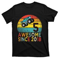 5th Birthday Monster Truck Lover 5 Years Old Vintage Retro T-Shirt