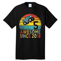 5th Birthday Monster Truck Lover 5 Years Old Vintage Retro Tall T-Shirt