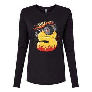 5th Birthday Monster Truck Womens Cotton Relaxed Long Sleeve T-Shirt