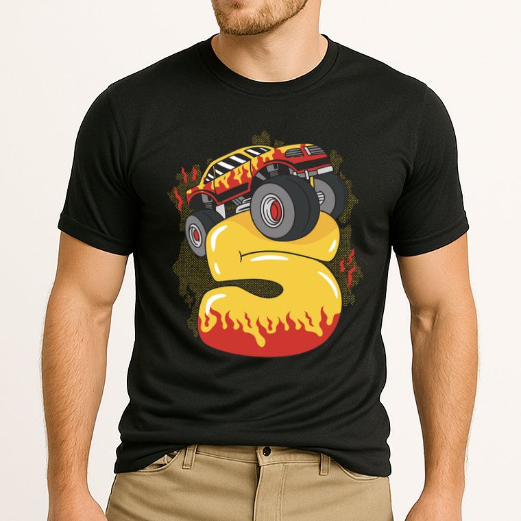 5th Birthday Monster Truck Cooling Performance Crew T-Shirt