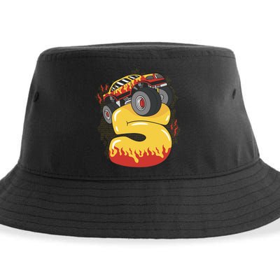 5th Birthday Monster Truck Sustainable Bucket Hat