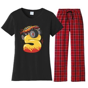 5th Birthday Monster Truck Women's Flannel Pajama Set