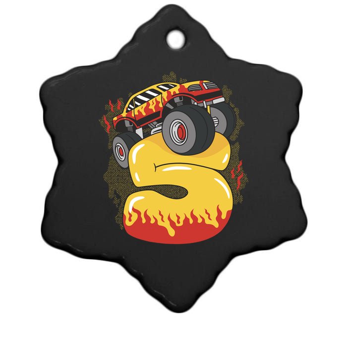 5th Birthday Monster Truck Ceramic Star Ornament