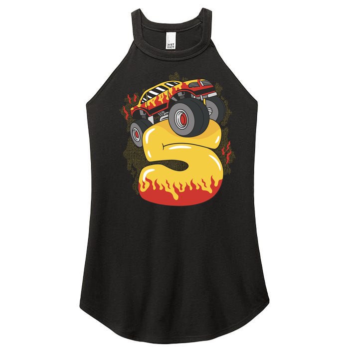 5th Birthday Monster Truck Women's Perfect Tri Rocker Tank