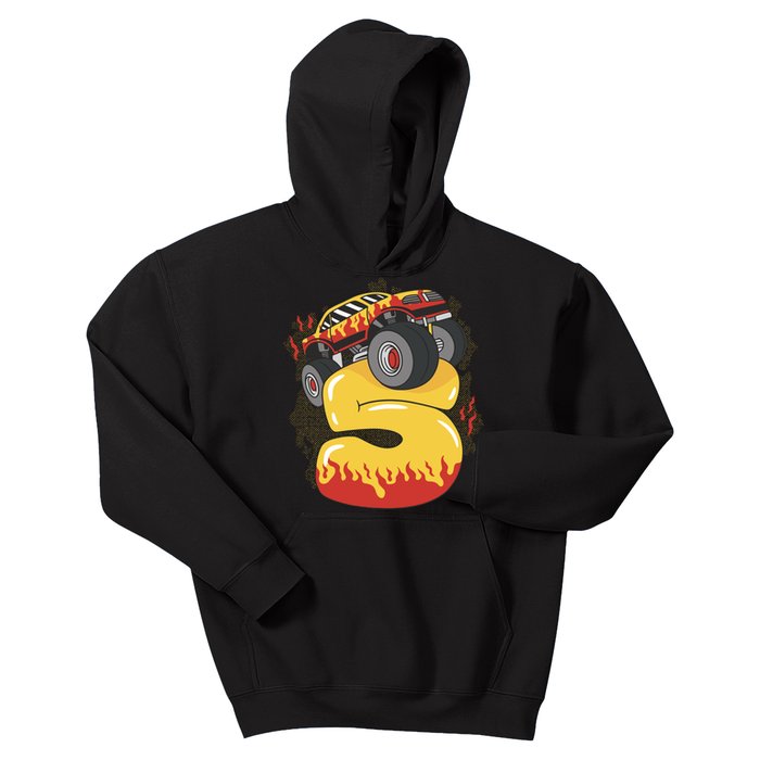 5th Birthday Monster Truck Kids Hoodie