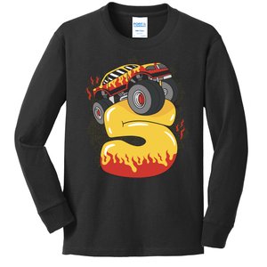 5th Birthday Monster Truck Kids Long Sleeve Shirt