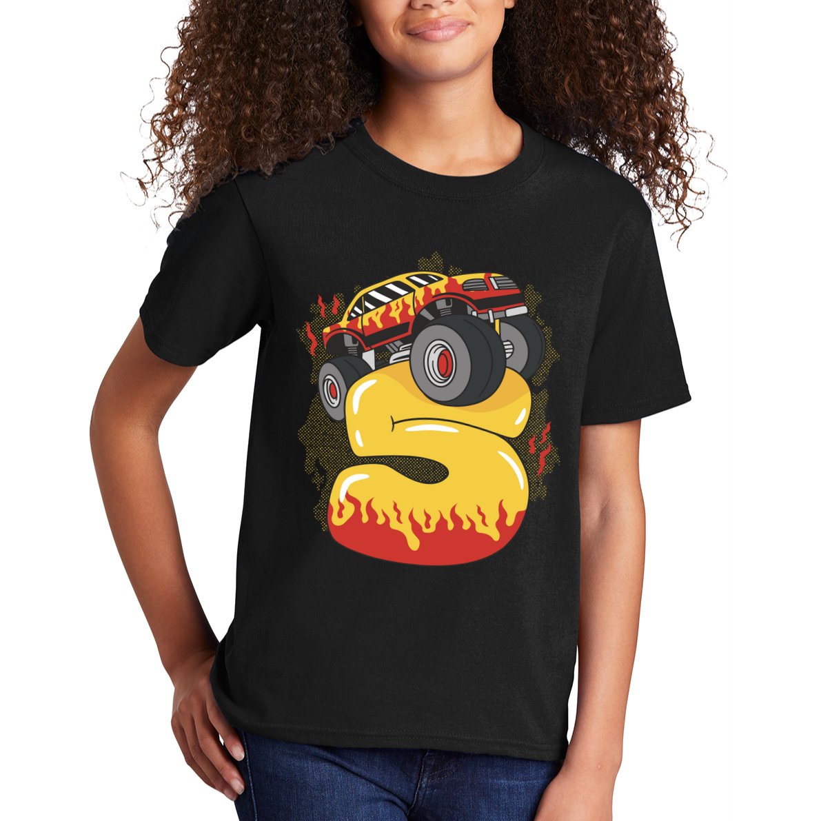 5th Birthday Monster Truck Kids T-Shirt