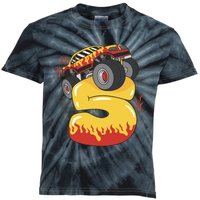 5th Birthday Monster Truck Kids Tie-Dye T-Shirt