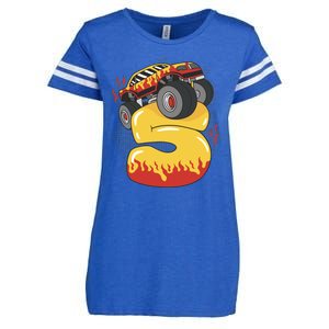 5th Birthday Monster Truck Enza Ladies Jersey Football T-Shirt