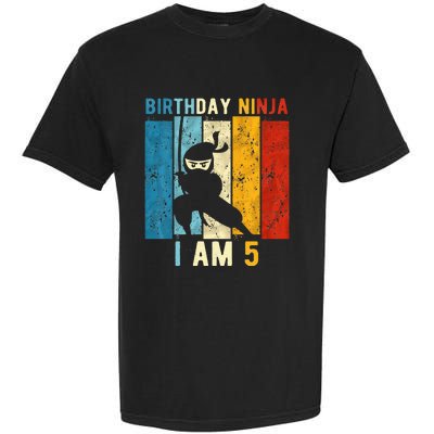 5th Birthday Ninja 5 Year Old Birthday Garment-Dyed Heavyweight T-Shirt