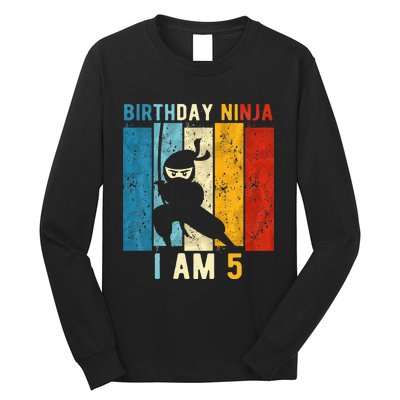 5th Birthday Ninja 5 Year Old Birthday Long Sleeve Shirt